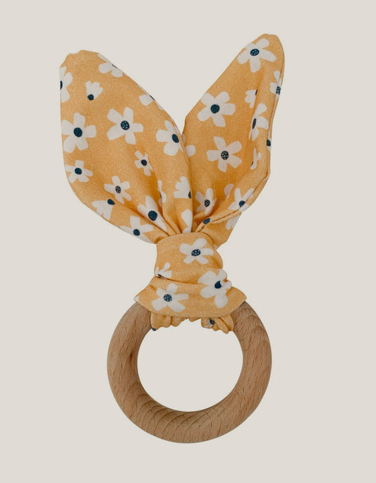 Crinkle Bunny Ears Teether Golden Daisy