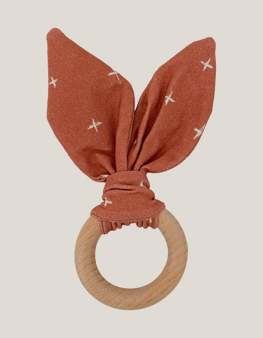 Crinkle Bunny Ears Teether Rust