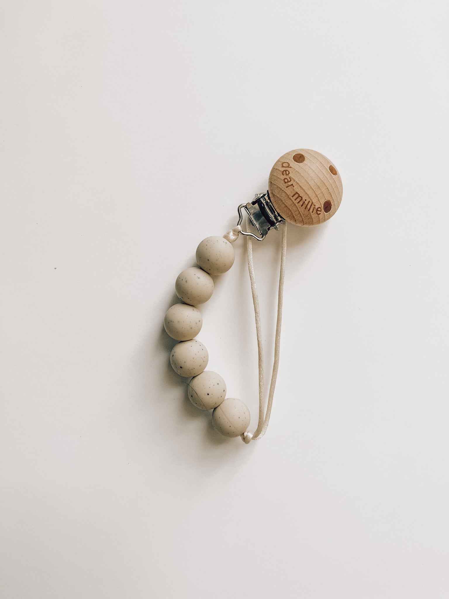 Mini Pacifier Clip - Speckled Oat