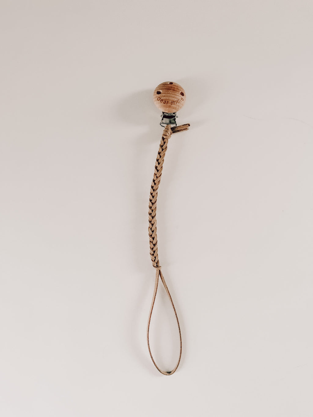 Pacifier Clip - Suede Leather Camel