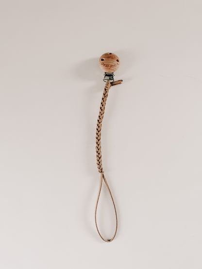 Pacifier Clip - Suede Leather Camel