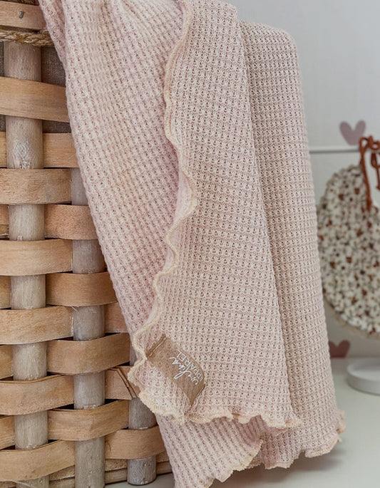 Cotton Knit Baby Blanket Blush