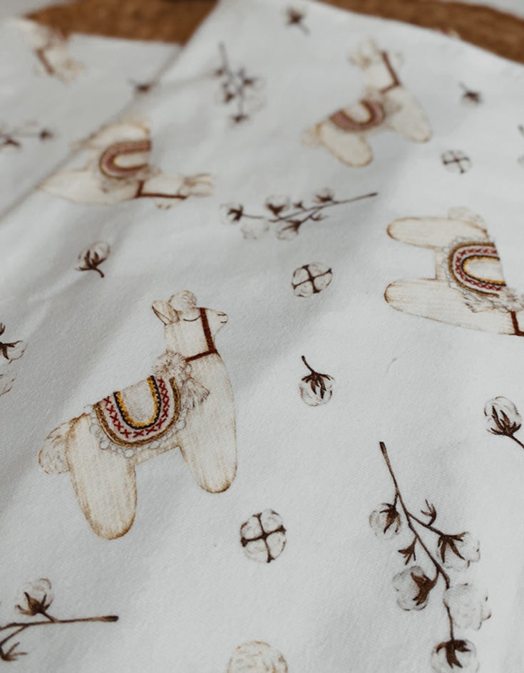 Jersey Cotton Baby Blanket Llama
