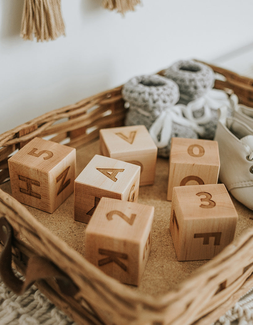 Wood Alphabet & Numeral Blocks