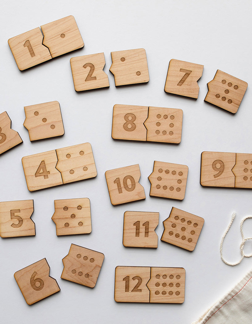 Wooden Number & Domino Match Puzzle