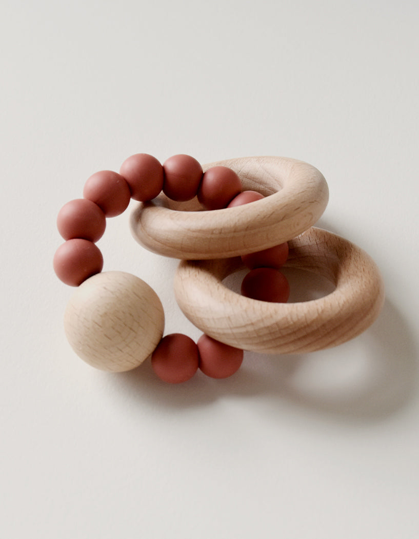 Teether Ring Burgundy Rose